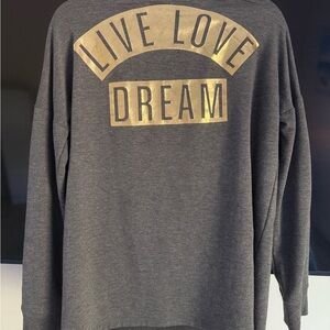 Victoria's Secret Vintage Gray Hoodie with Gold Accents. Front and Back